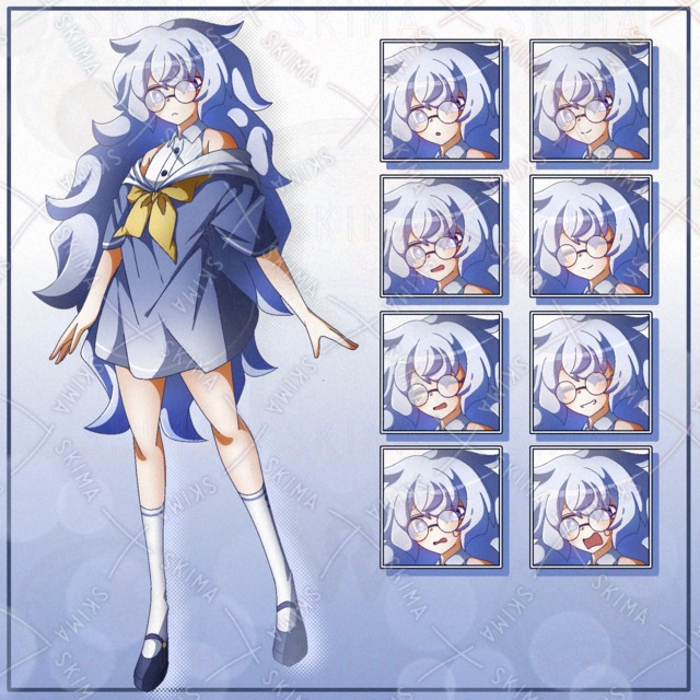 不憫なふわふわ長髪白瞳孔メガネっ娘立ち絵