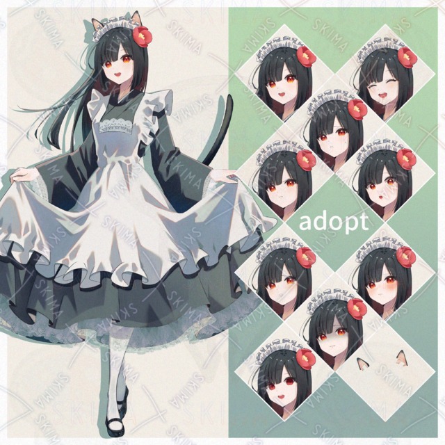 猫耳尻尾つき！和服メイド【表情差分9種】