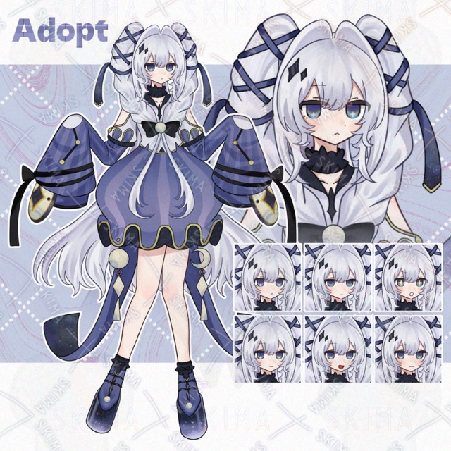 【表情7種】白髪ツインテールの女の子
