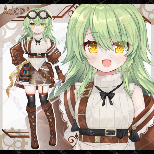 メカニック風の女の子(表情差分＋装飾パーツ)
