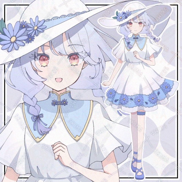 【表情9種】ブルーデイジーのワンピースの人【adopt】