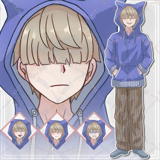 【表情8種】目隠れ猫耳フード男子【立ち絵】