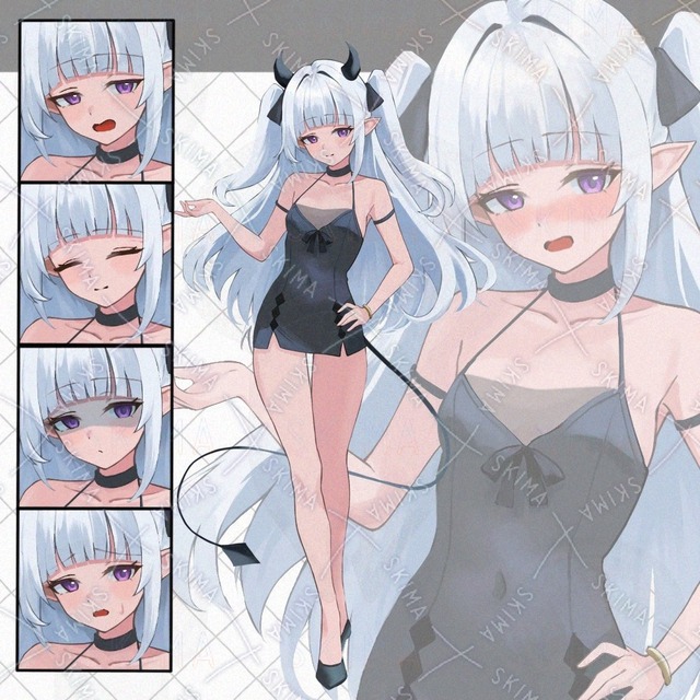 悪魔の女の子【表情8種+角+尻尾】