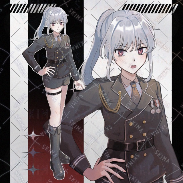 【表情差分10種】軍服の女性キャラ