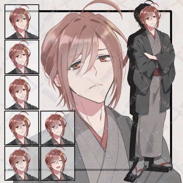 和服の男性立ち絵　表情7種