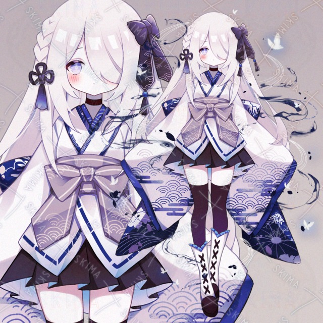 着物風のメカクレ女の子