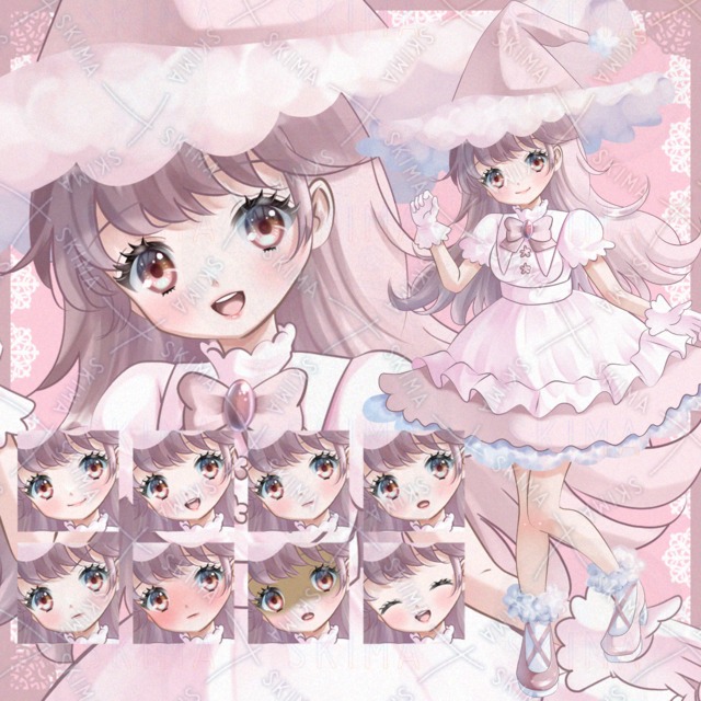 ふわふわピンクの魔女さん　adopt 表情8種