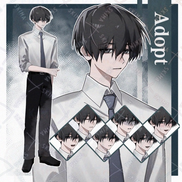 黒髪のスーツ男子【表情7種】