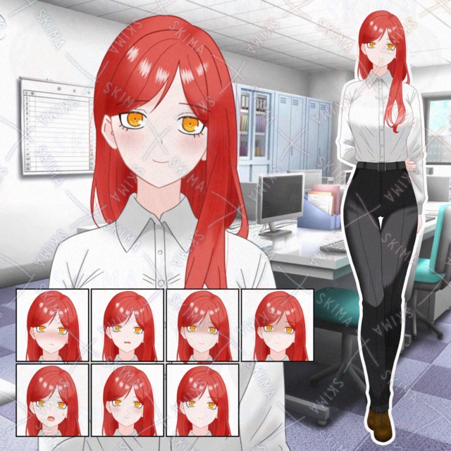 【表情7種】スーツのお姉さん