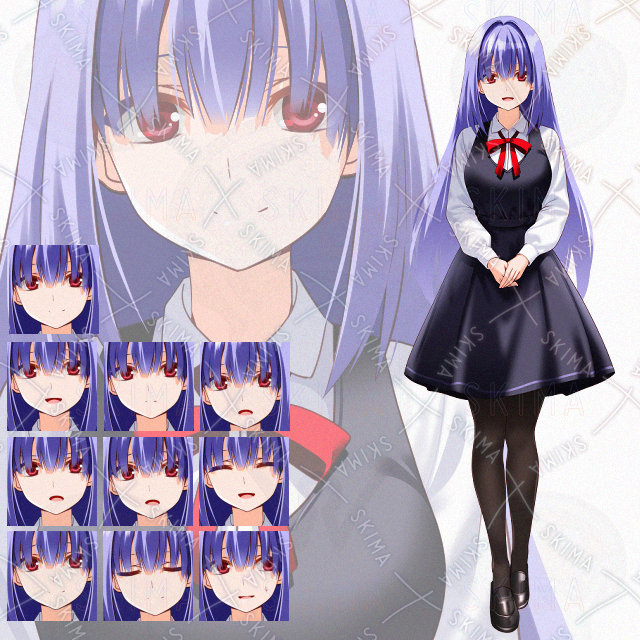 【表情10種】青髪ロング少女