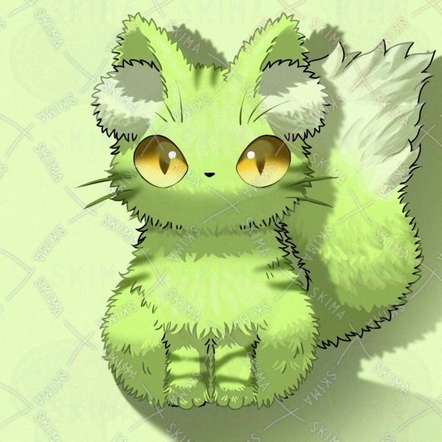 緑色のネコのキャラクター