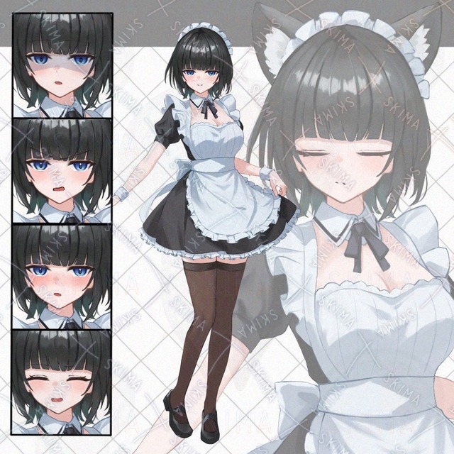 メイドさん【表情9種+猫耳】
