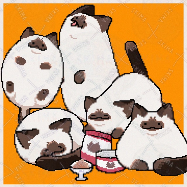 かわいいシャムねこ ごはん付