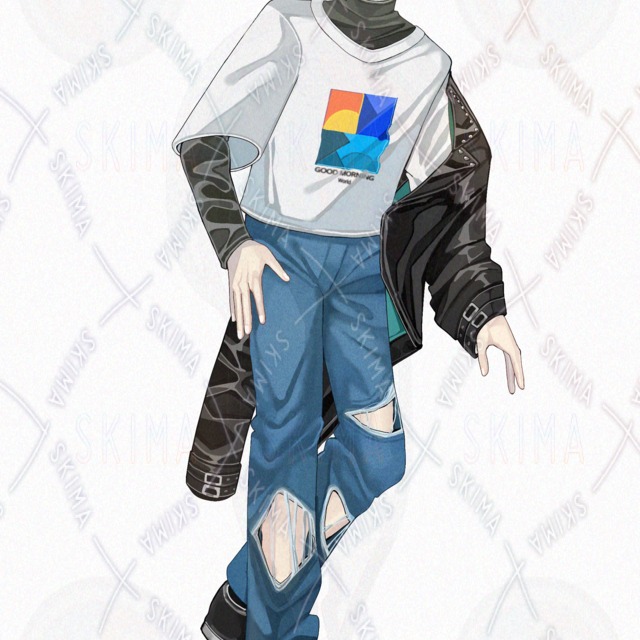 Image 6 of 8 different facial expressions] Standing male in civilian clothes