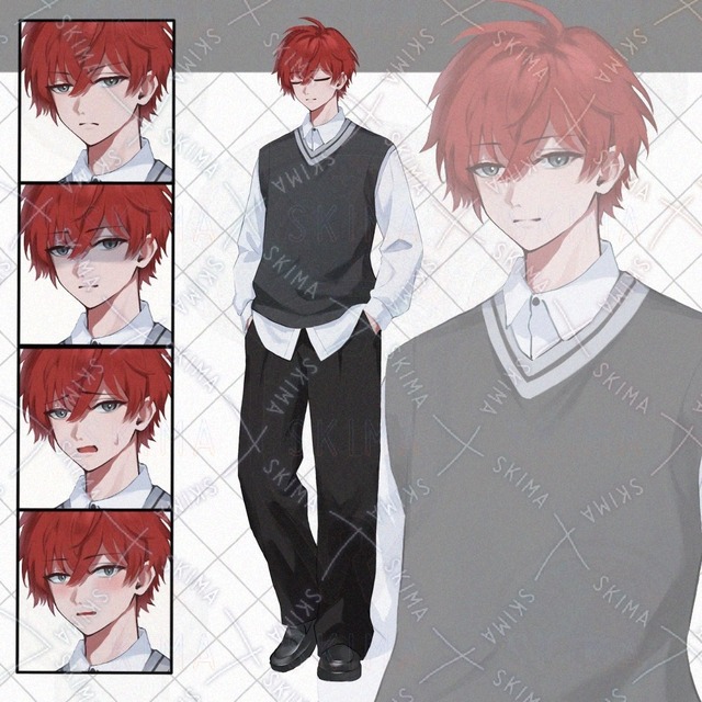 赤髪の男性【表情10種】