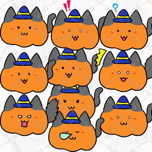 ハロウィンかぼちゃハチワレ猫(10種類)