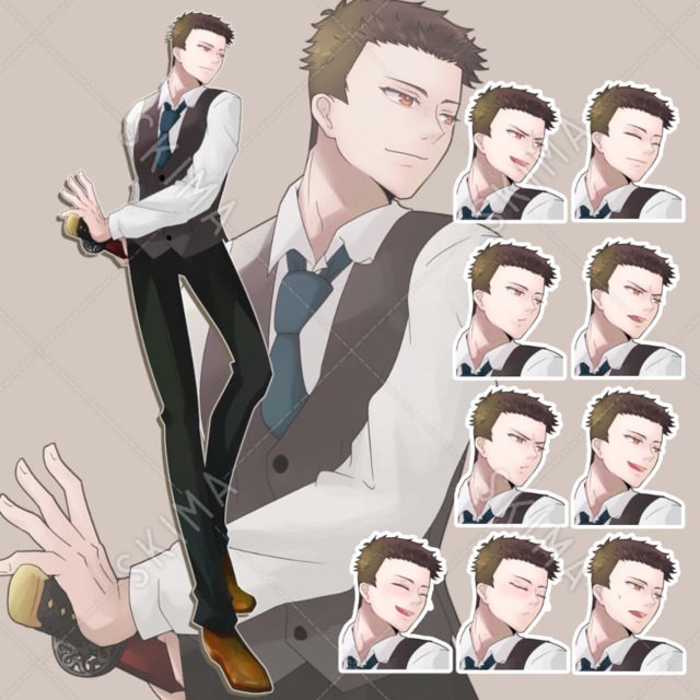 スーツ&times;日本刀_表情10種