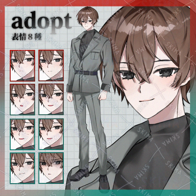 男性立ち絵【表情８種】