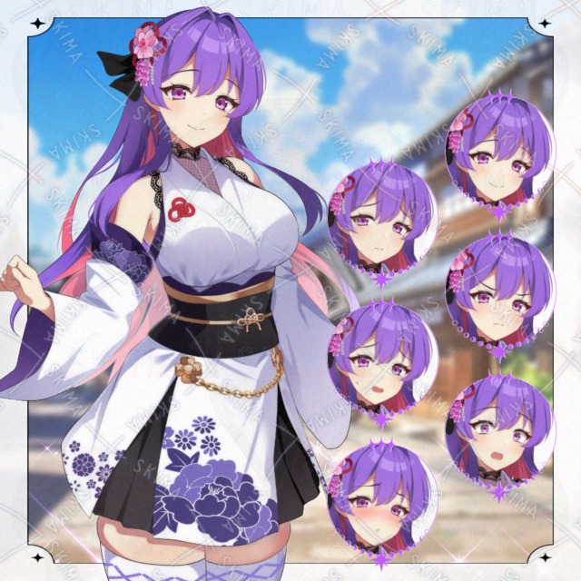 紫髪和風美少女キャラ（全身）