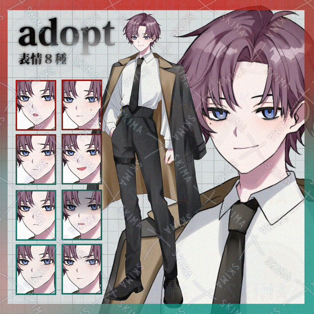 男性立ち絵【表情８種】