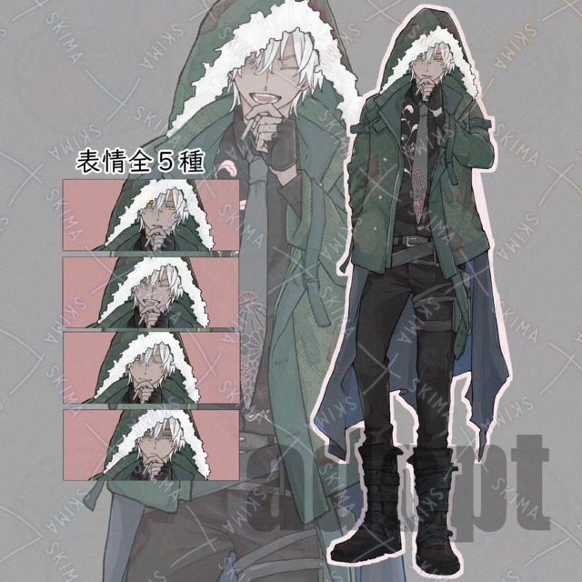 【表情5種】フード被った男性【adopt】