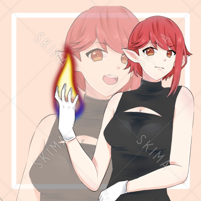 【表情5種】赤いエルフ【エフェクトあり】