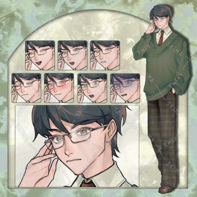【表情差分8種】真面目そうな男性