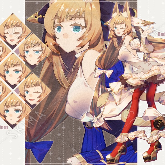 けも耳しっぽの女の子（表情・カラー差分有）