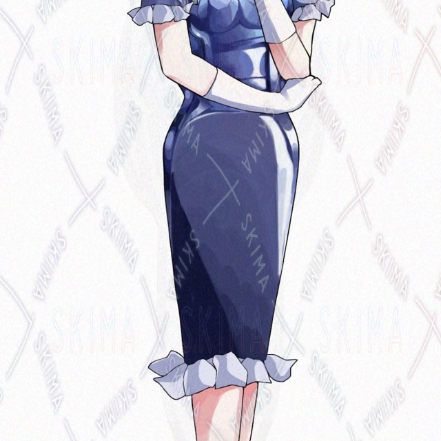 チャイナ風ドレスの黒髪ロング女性の商品画像2枚目