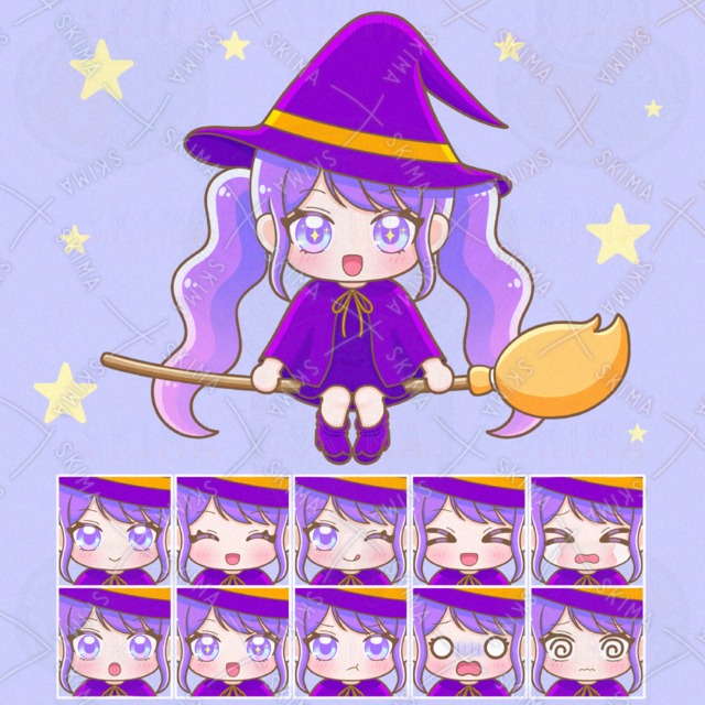 魔法使いの女の子【表情10種類】