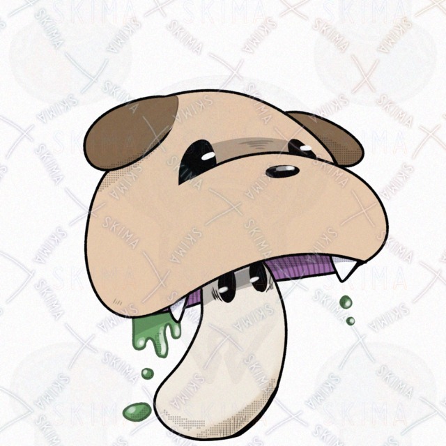 犬きのこ(背景透明・色違い3種)