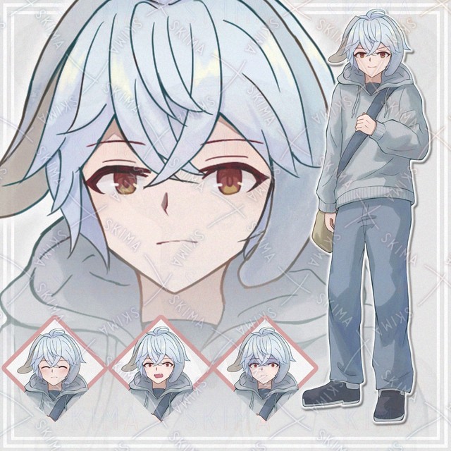 【表情8種】銀髪のケモ耳男の子【立ち絵】