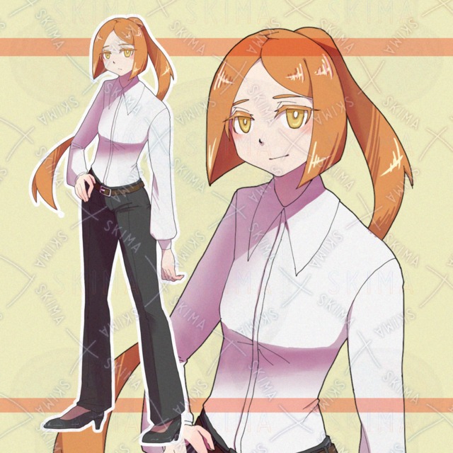 【表情10種】オレンジ髪の女性