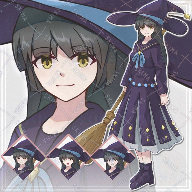 10月15日までsale【表情8種】黒髪魔女の女の子【立ち絵】
