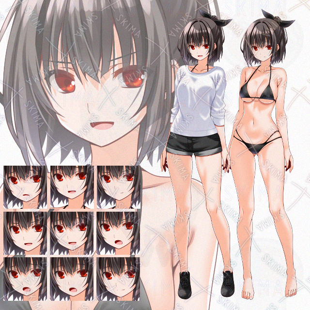 【表情９種】私服差分あり水着少女
