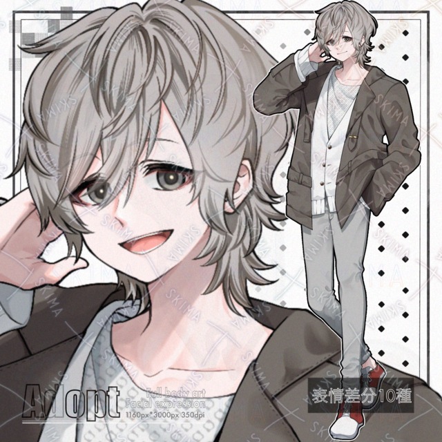 【表情10種】タレ目の男性