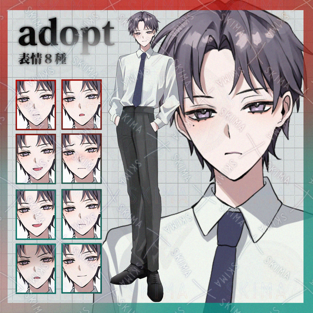 男性立ち絵【表情８種】