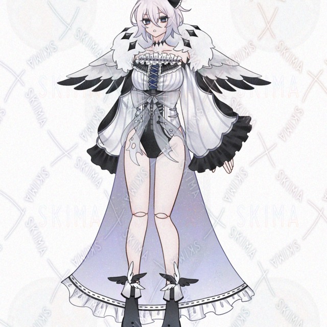 【表情7種】白黒天使の女の子の商品画像3枚目