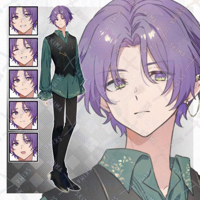 紫髪の青年【表情差分5種 計6枚】