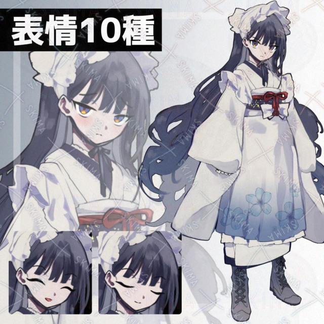 大正浪漫風の少女 立ち絵(表情10種)