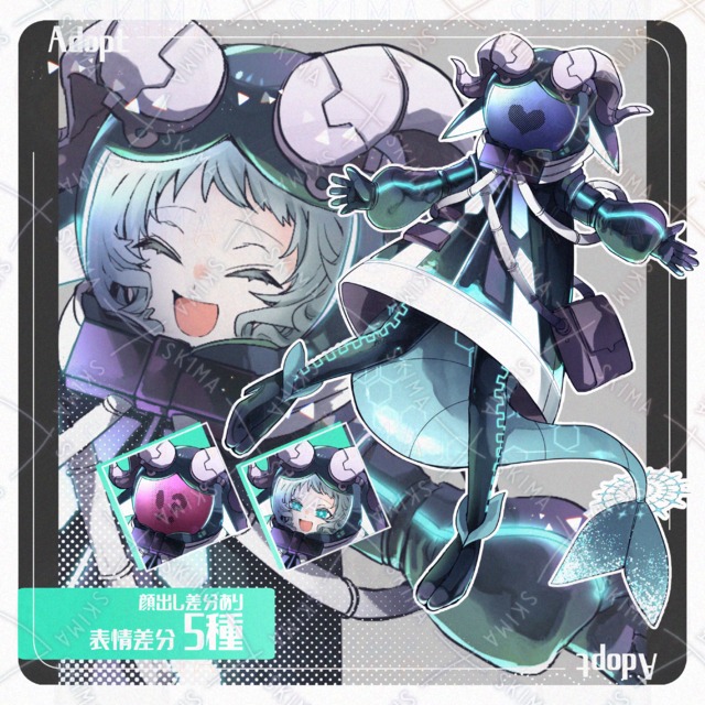 山羊座モチーフの宇宙服のキャラ【表情5種+顔出し差分有※】