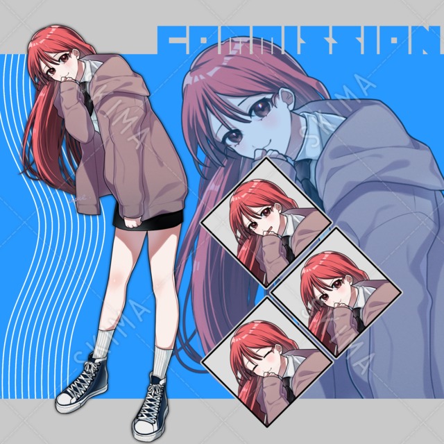 【adopt】ピンク髪の女の子【立ち絵・表情差分3種】