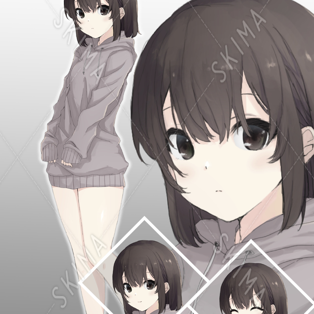 パーカー女の子【表情差分・パーカー色差分あり】