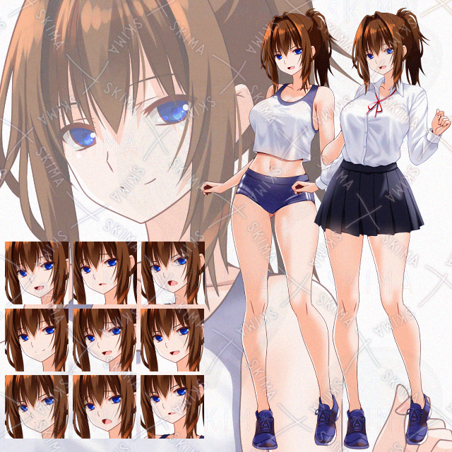 【表情９種】長袖ミニスカ差分ありアスリート少女