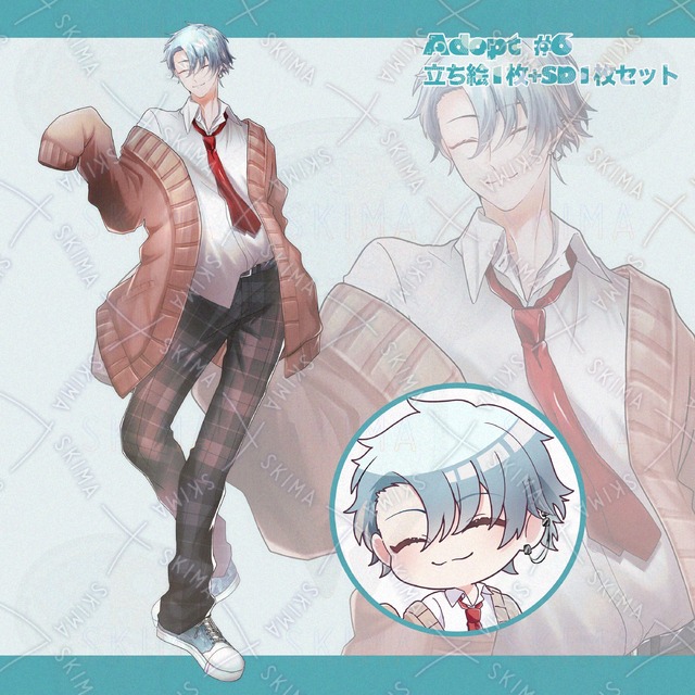 【立ち絵+SDセット】糸目の男子高校生