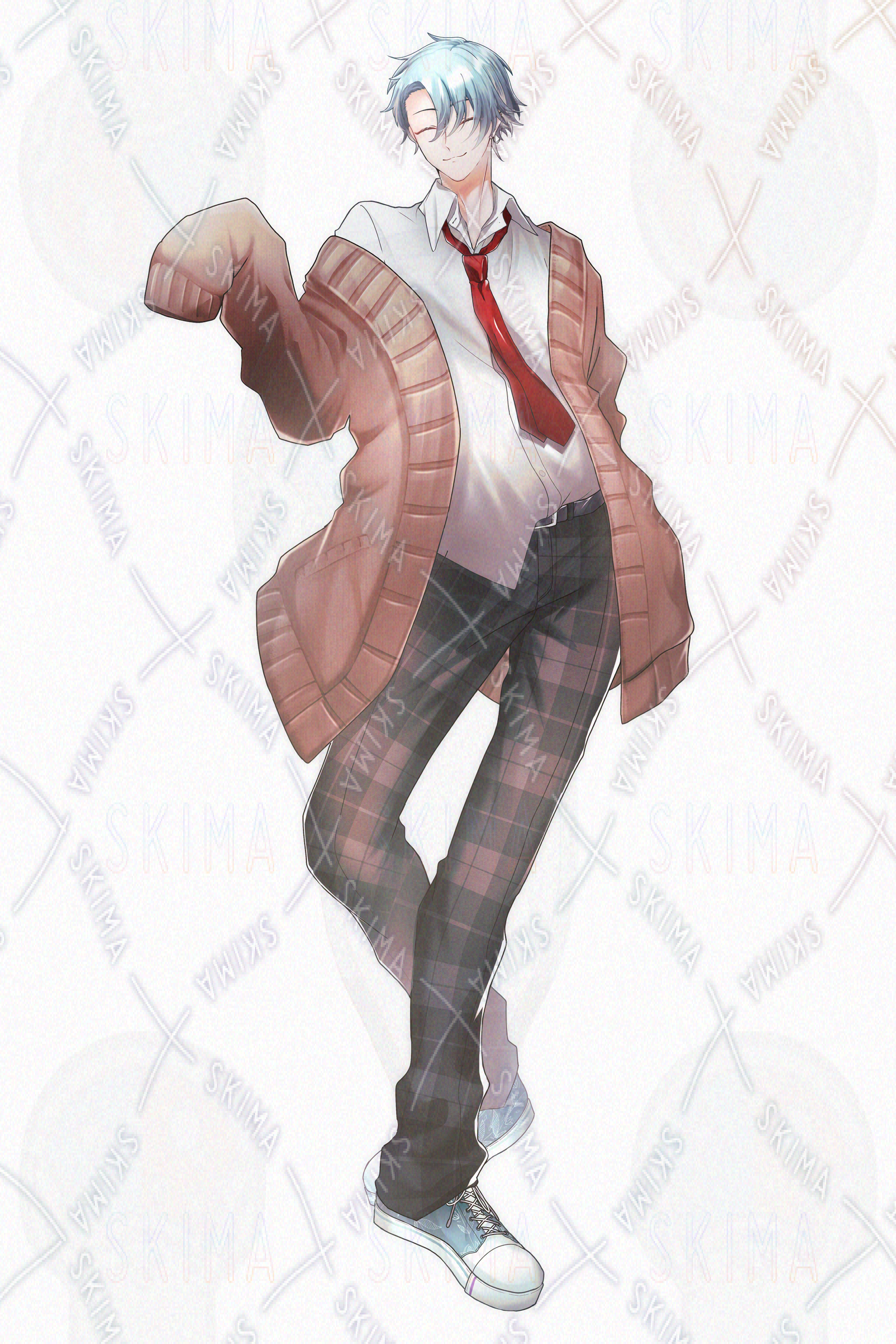 高校生の絵 立ち絵+SDセット】糸目の男子高校生 | SKIMA（スキマ）