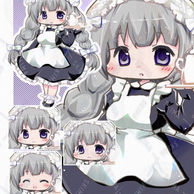 【表情4種】三つ編みメイドさん