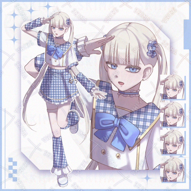 【表情5種】女性アイドル(青)