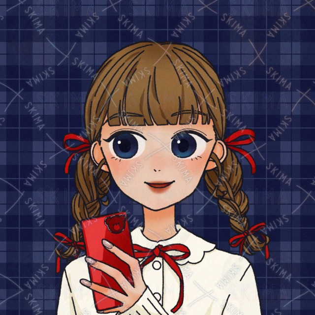 赤リボン三つ編み女の子