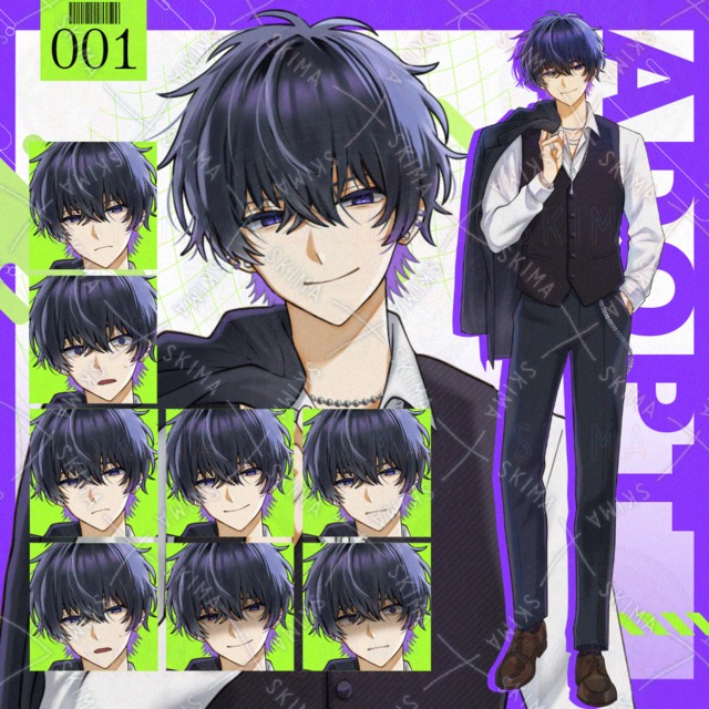 【期間限定割引】男性キャラクター立ち絵（表情8種）TRPG・ゲーム・動画など